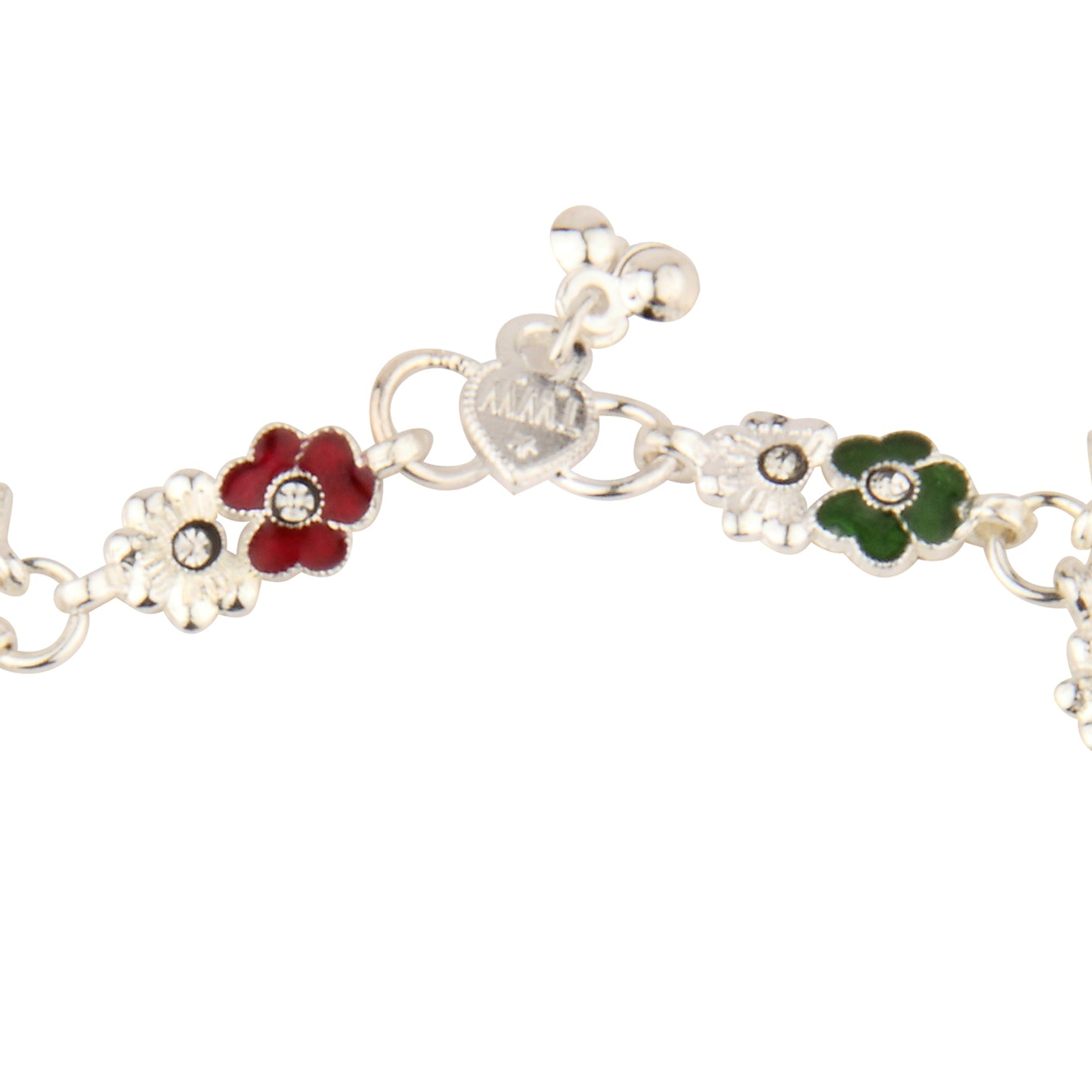 Multi-Color Enamel Flower Chain Anklet with Dangling Shells | Artificial Payal
