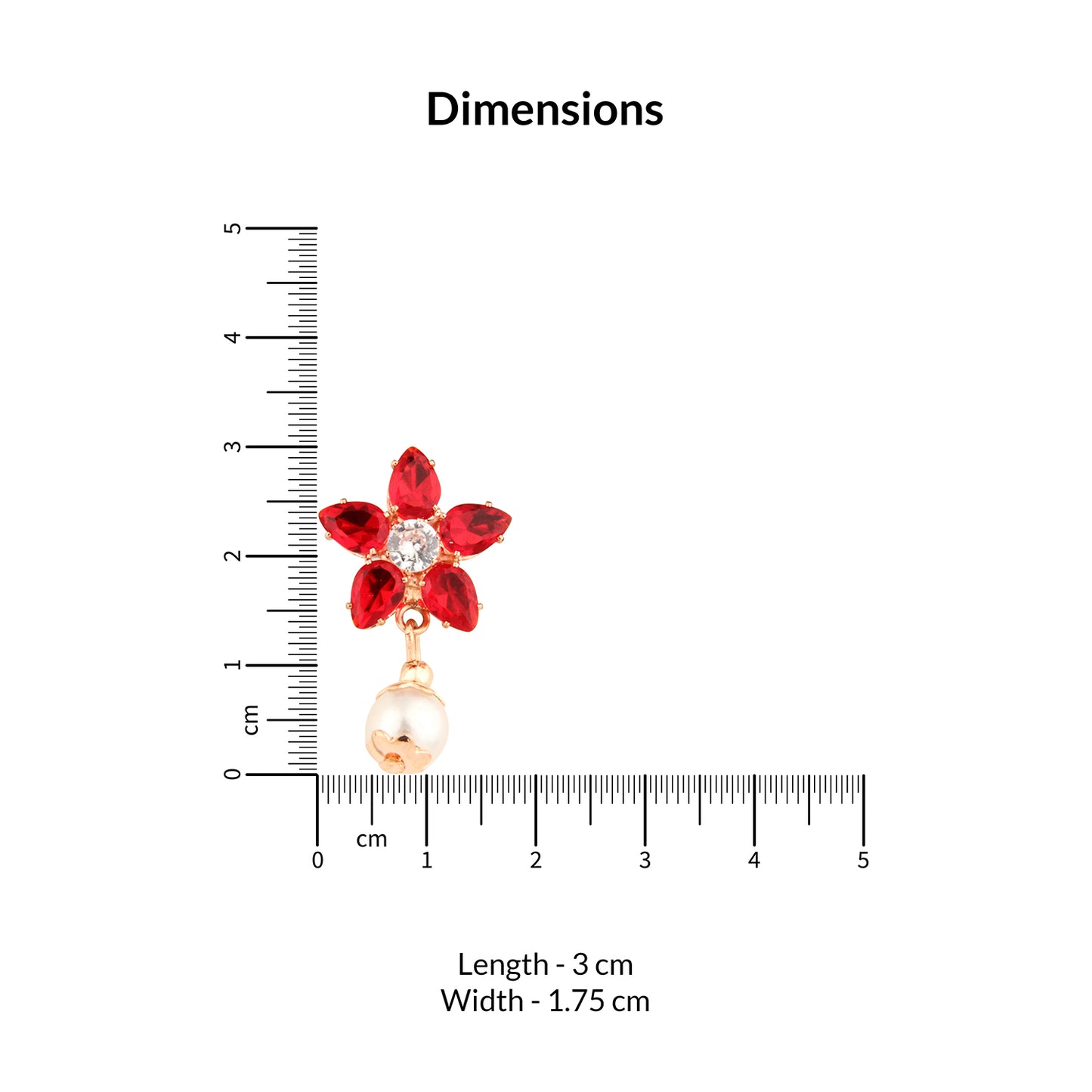 Faux Pearl Necklace Set with Red Crystal Floral Statement Pendant