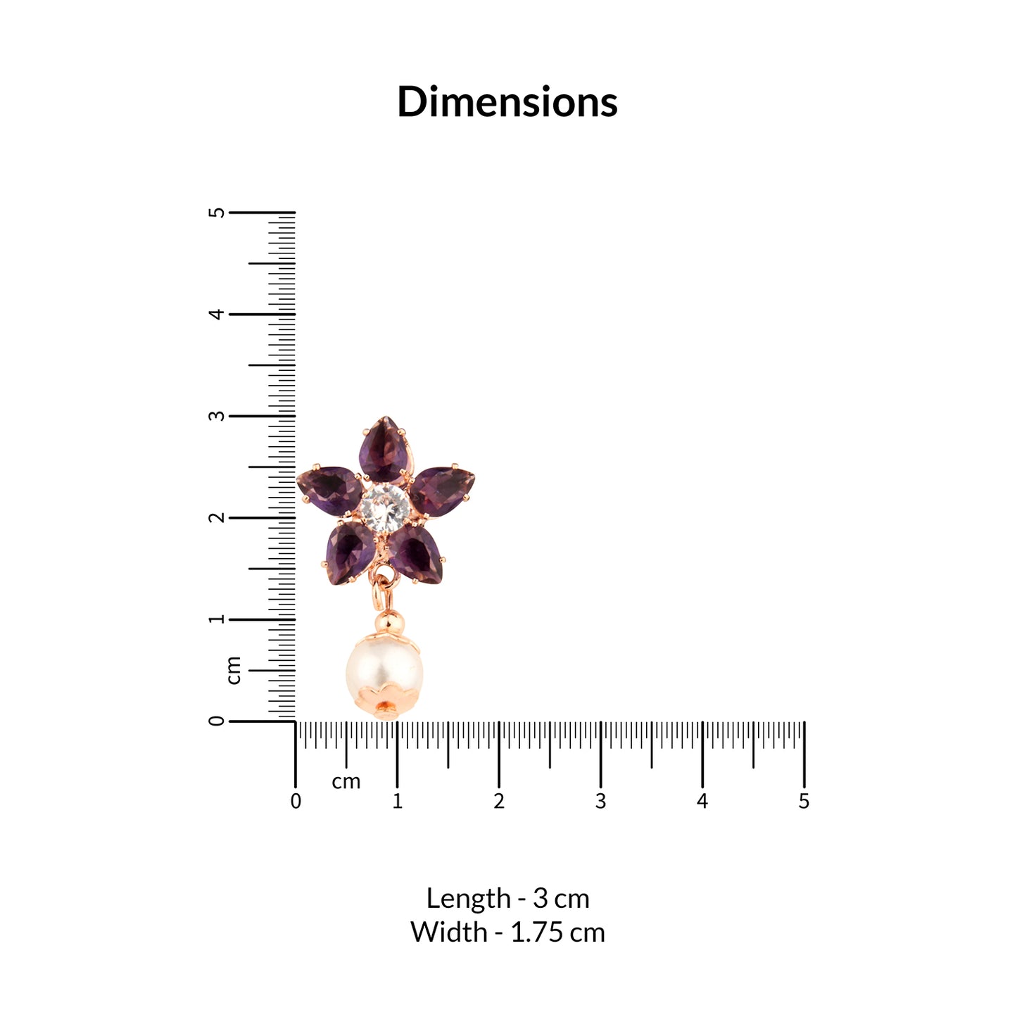 Rose Gold Faux Pearl Set with Purple Crystal Floral Pendant