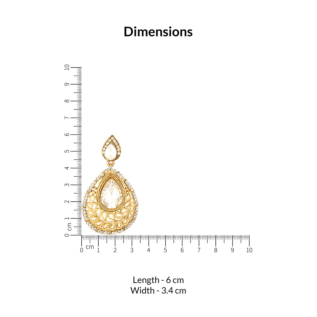 Antique Gold Oxidized Statement Drop Earrings with Large Crystals