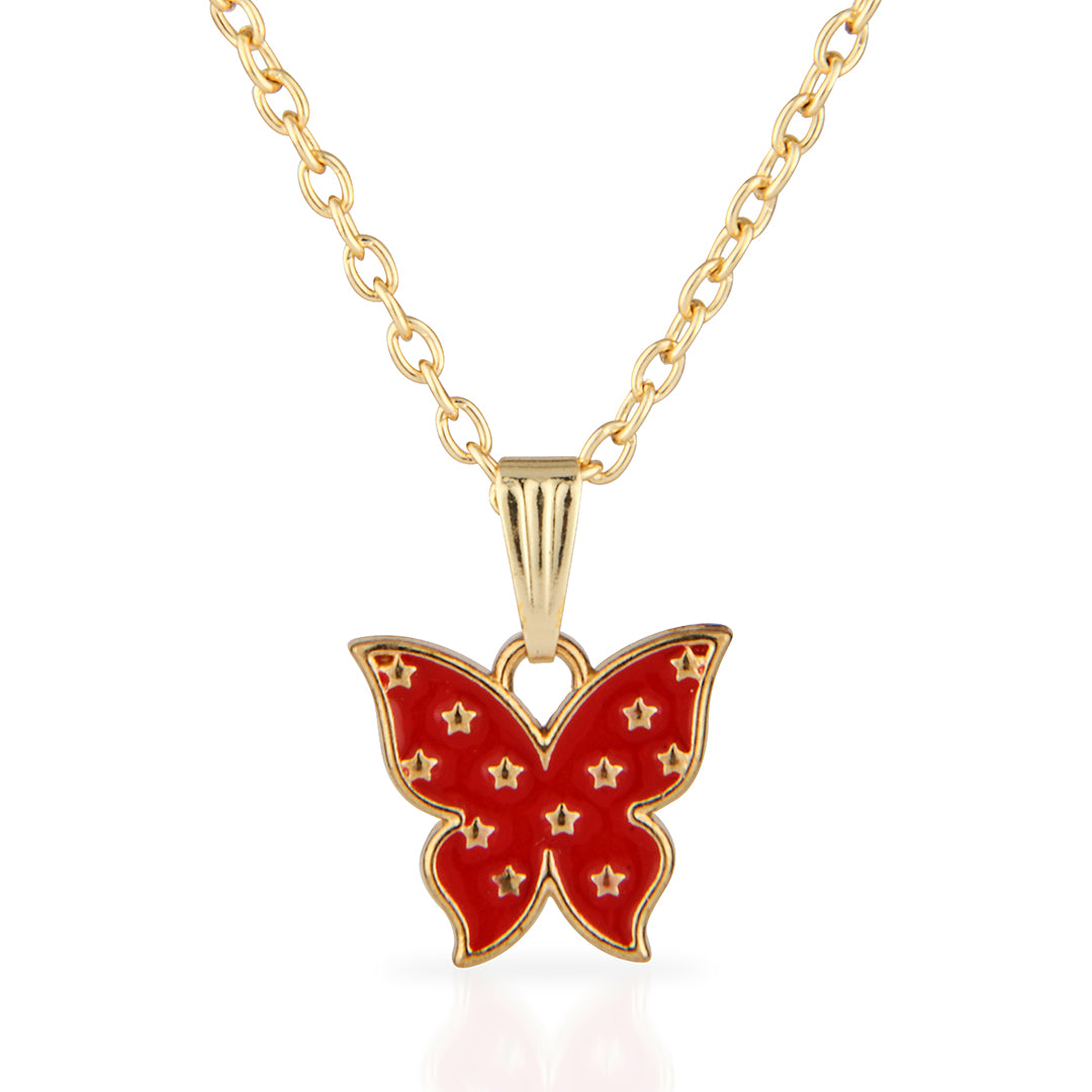 Celestial Red Star Butterfly Necklace