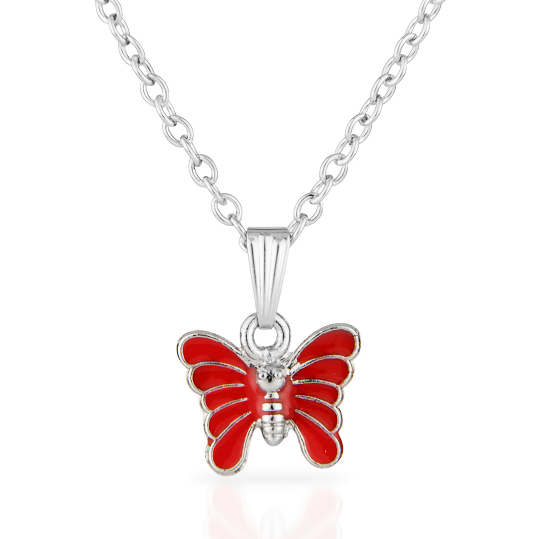 Dainty Red Butterfly Charm Necklace - Fun & Stylish