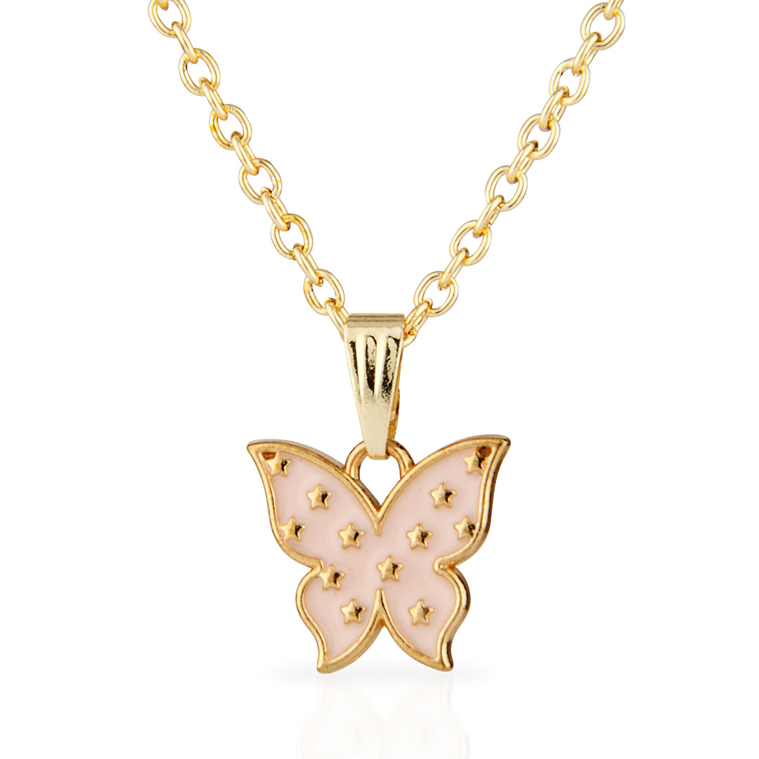 Celestial Baby Pink Star Butterfly Necklace