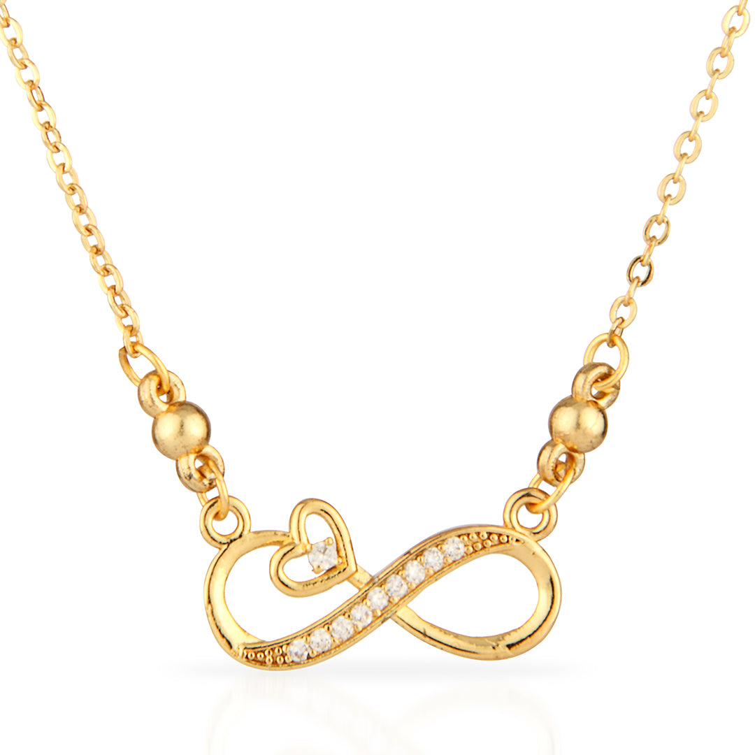 Gold Plated Infinity Heart Necklace with American Diamonds