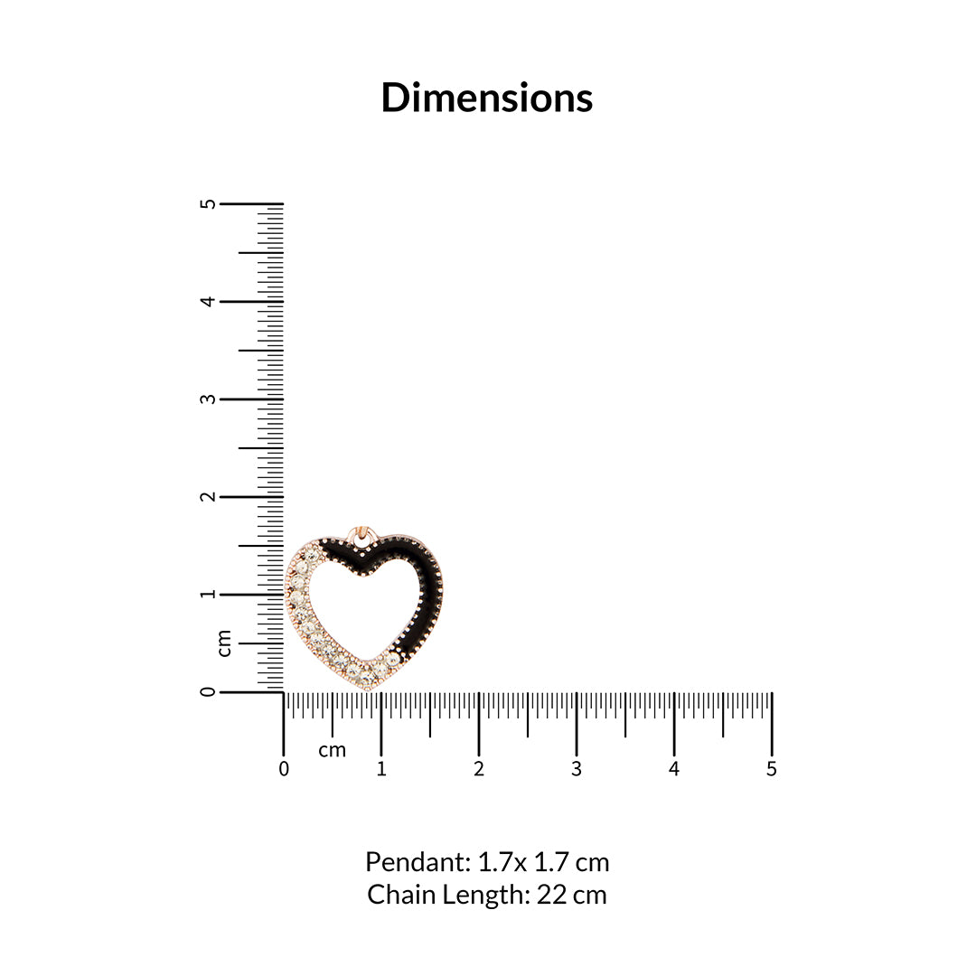 Rose Gold Plated Dual-Tone Heart Necklace with Crystals