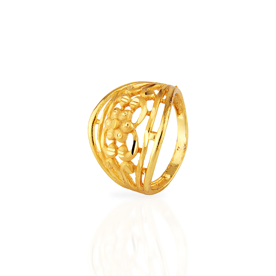 Contemporary Gold Dome Ring with Abstract Design
