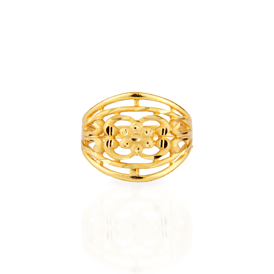 Contemporary Gold Dome Ring with Abstract Design