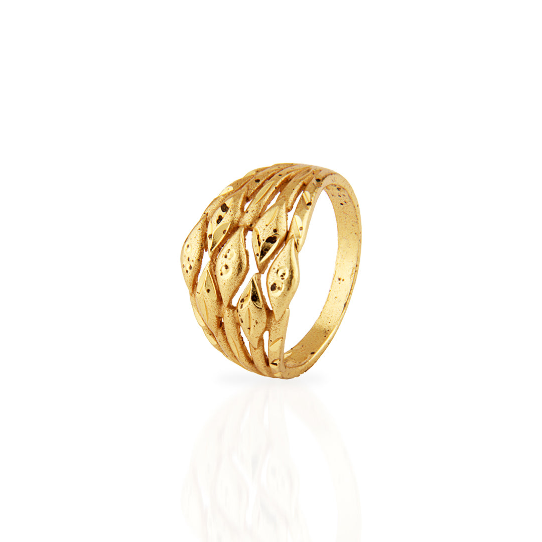 Textured Gold Leaf Weave Ring