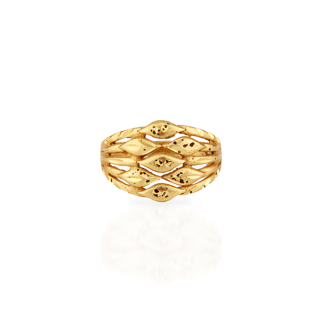 Textured Gold Leaf Weave Ring