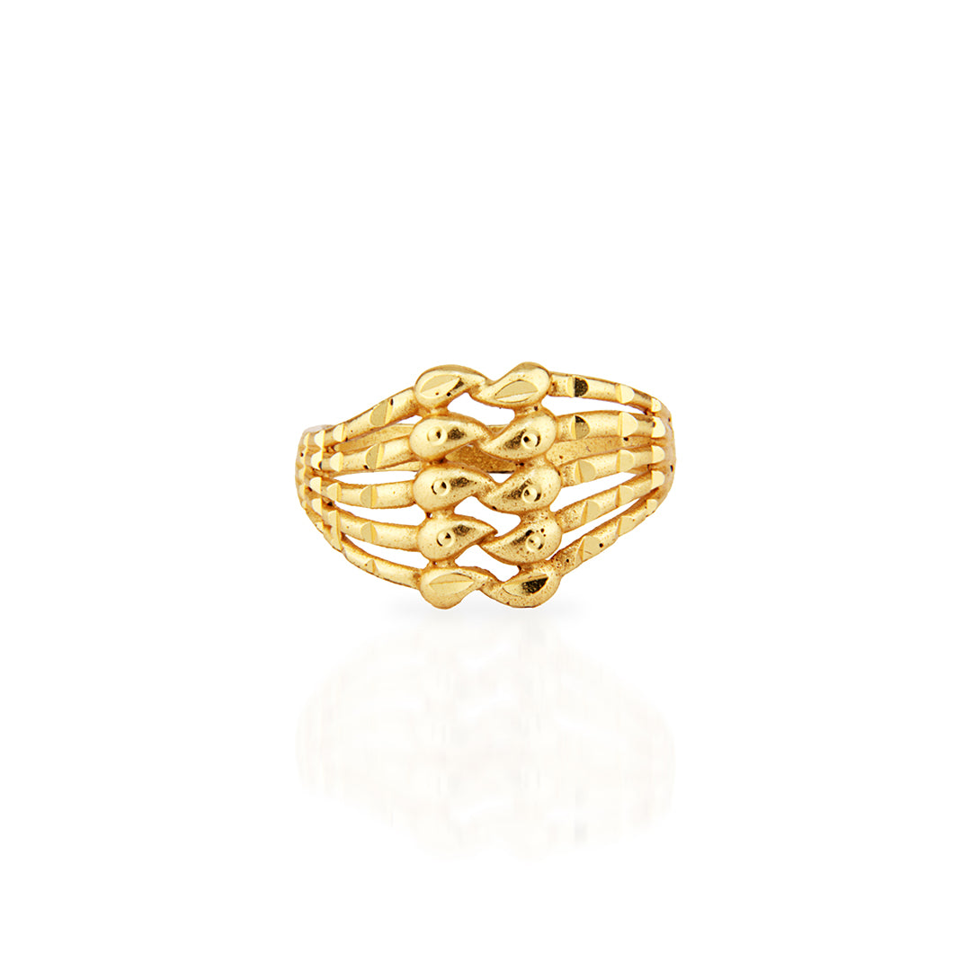 Sculptural Gold Multi-Band Ring with Textured Accents