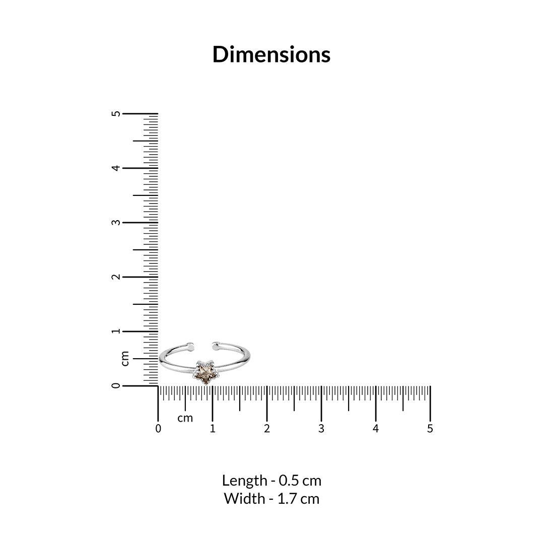 Delicate Sterling Silver Adjustable Open Ring with Star-Set Cubic Zirconia