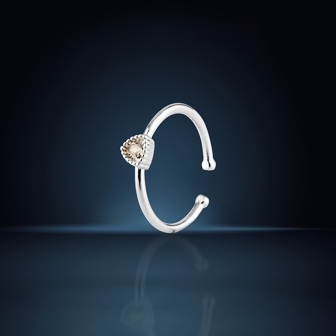Delicate Sterling Silver Adjustable Open Ring with Triangle-Set Cubic Zirconia