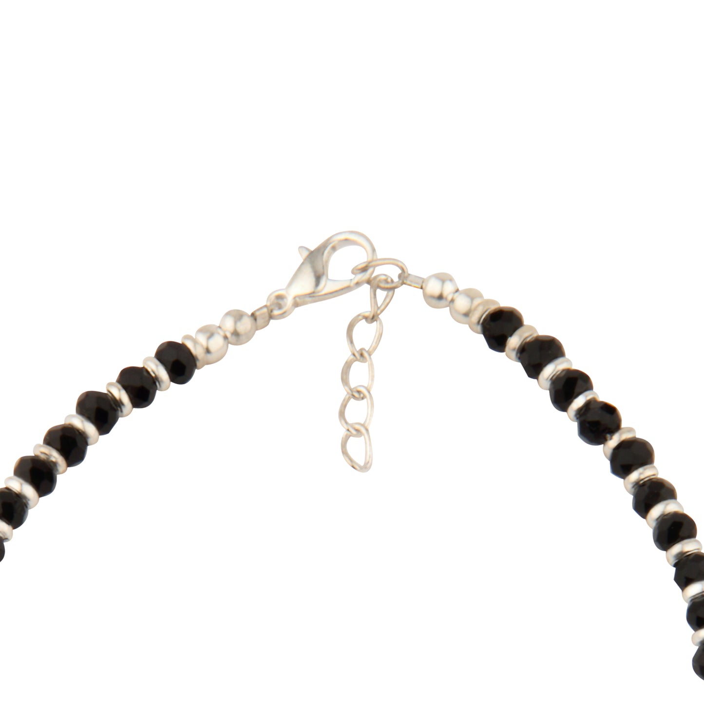 Black Crystal Beaded Anklet with Silver Spacers & Pastel Accents | Adjustable Fashion Foot Jewelry