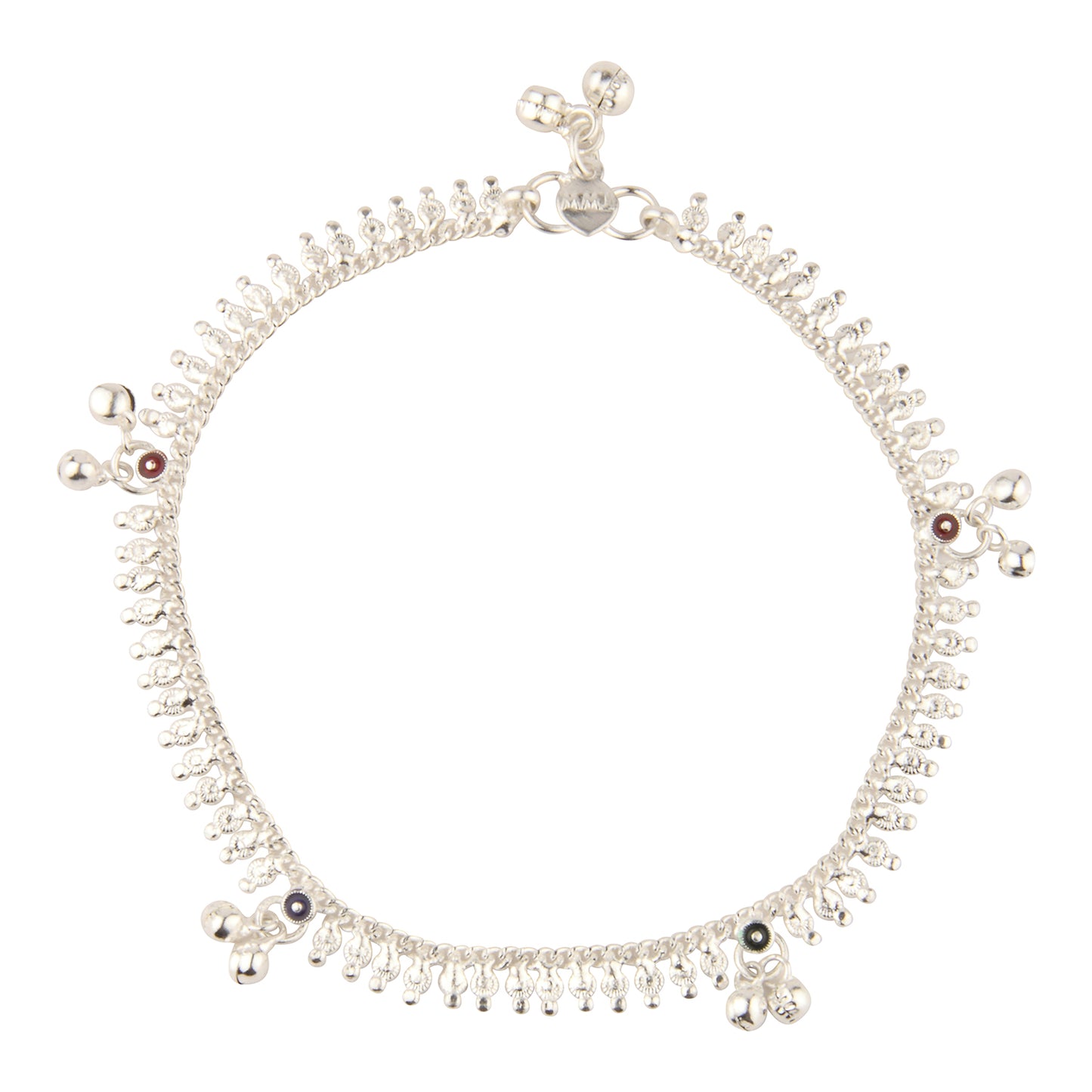 Traditional Ghungroo Anklet for Women | Artificial Payal with Colored Stones