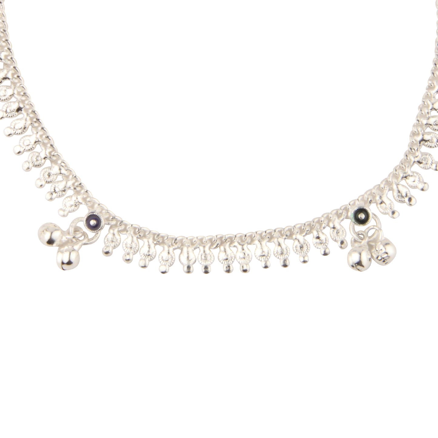 Traditional Ghungroo Anklet for Women | Artificial Payal with Colored Stones