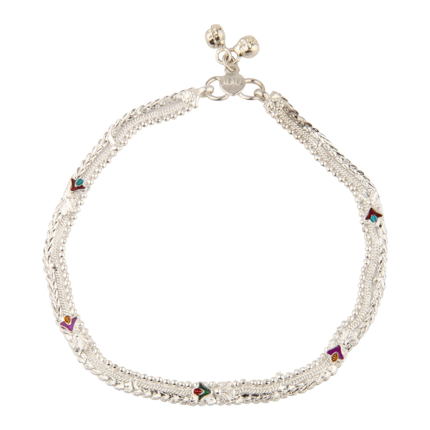 Woven Chain Artificial Anklet with Enamel Stone Accents | Fashion Payal