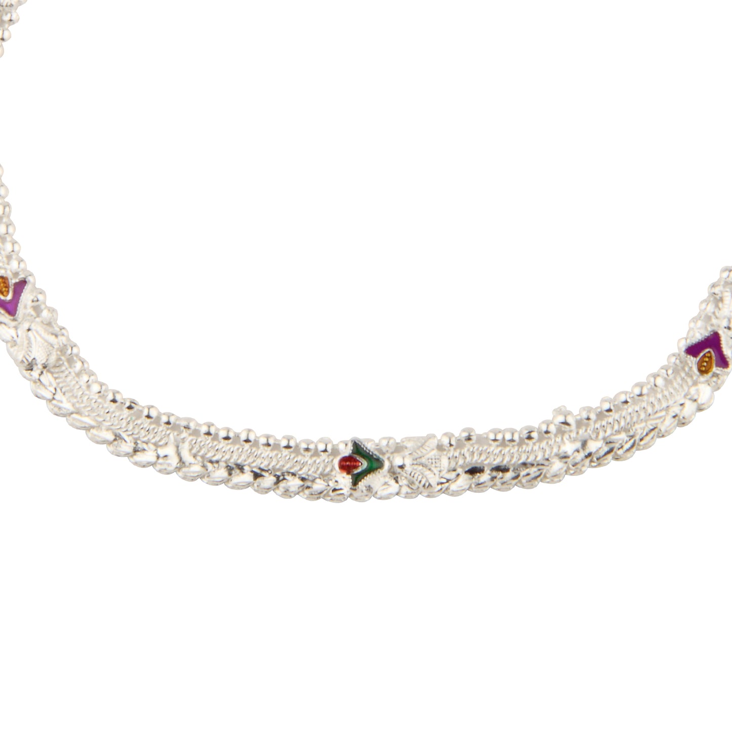 Woven Chain Artificial Anklet with Enamel Stone Accents | Fashion Payal