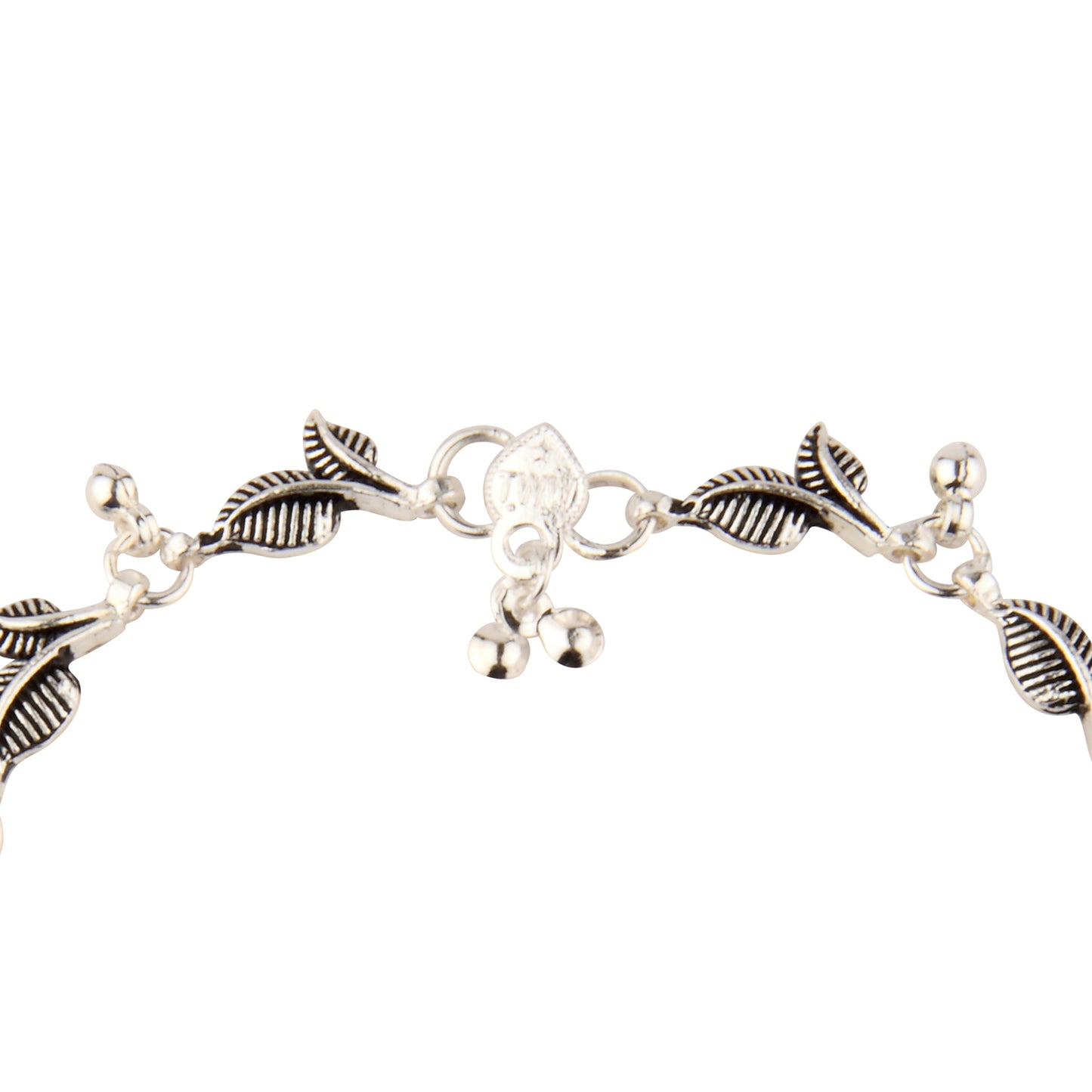 Nature-Inspired Leaf Motif Anklet with Crystal Drops | Artificial Payal