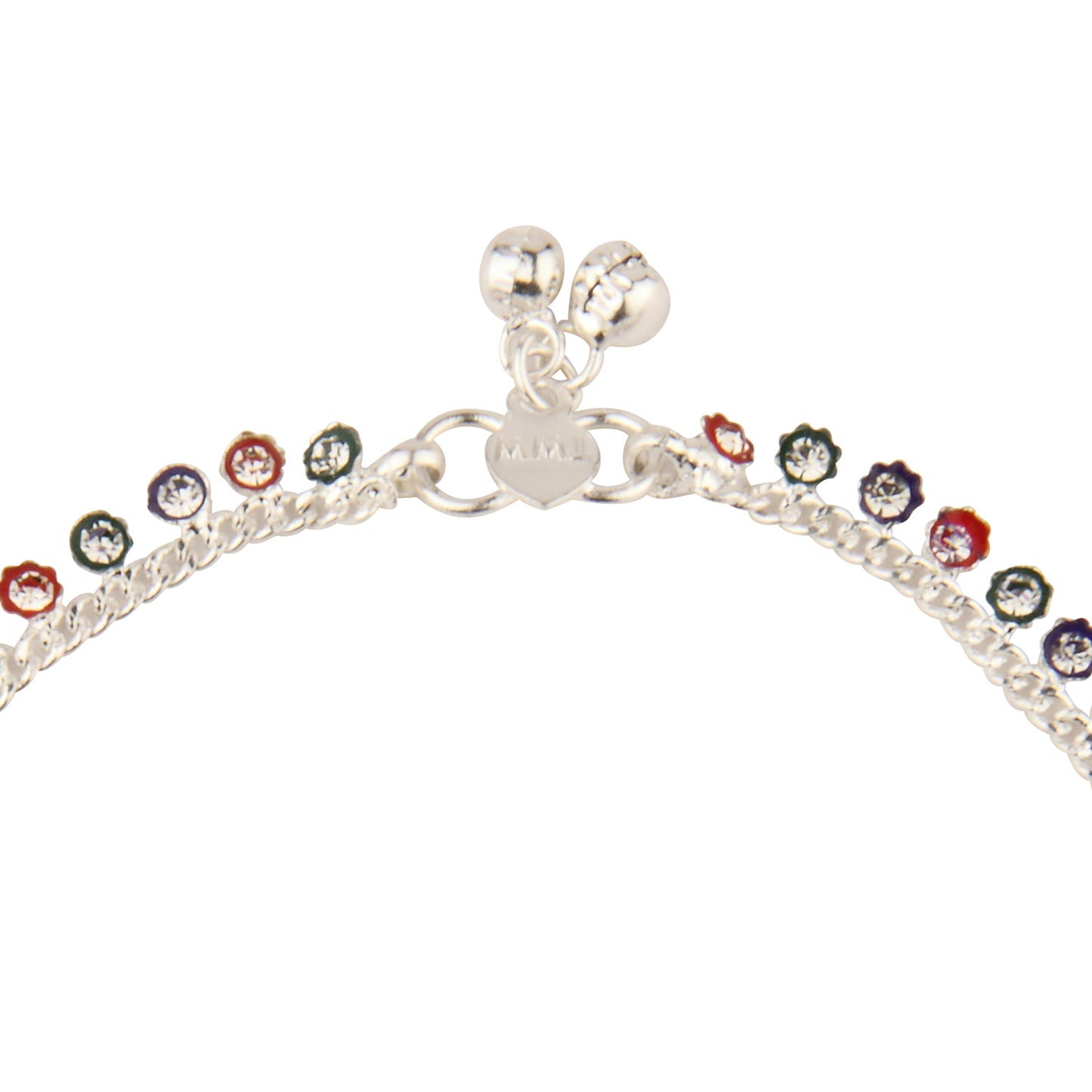 Chain Anklet with Dangling Multi-Color Stones | Artificial Payal