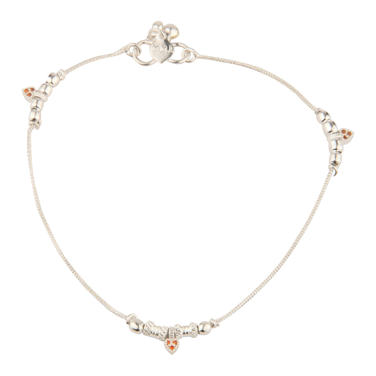 Intricate Woven Chain Anklet with Enamel Stone Accents | Artificial Payal