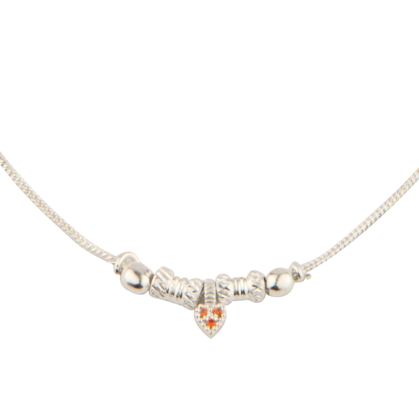 Intricate Woven Chain Anklet with Enamel Stone Accents | Artificial Payal