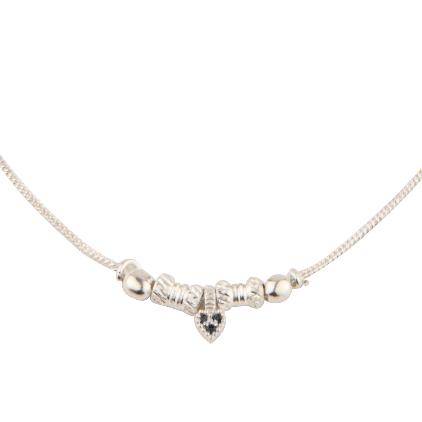 Delicate Chain Anklet with Black Stone Heart Charms | Artificial Payal