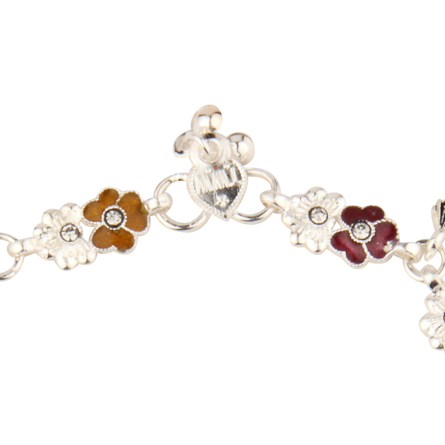 Delicate Chain Anklet with Orange Stone Heart Charms | Artificial Payal