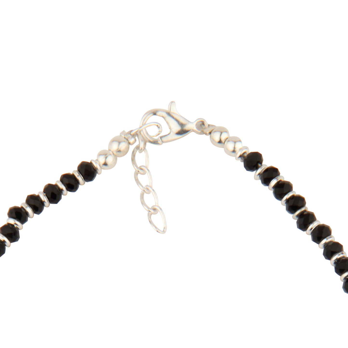 Black Beaded Anklet with Silver Fleur-de-lis Dangle Charms | Adjustable Fashion Foot Jewelry