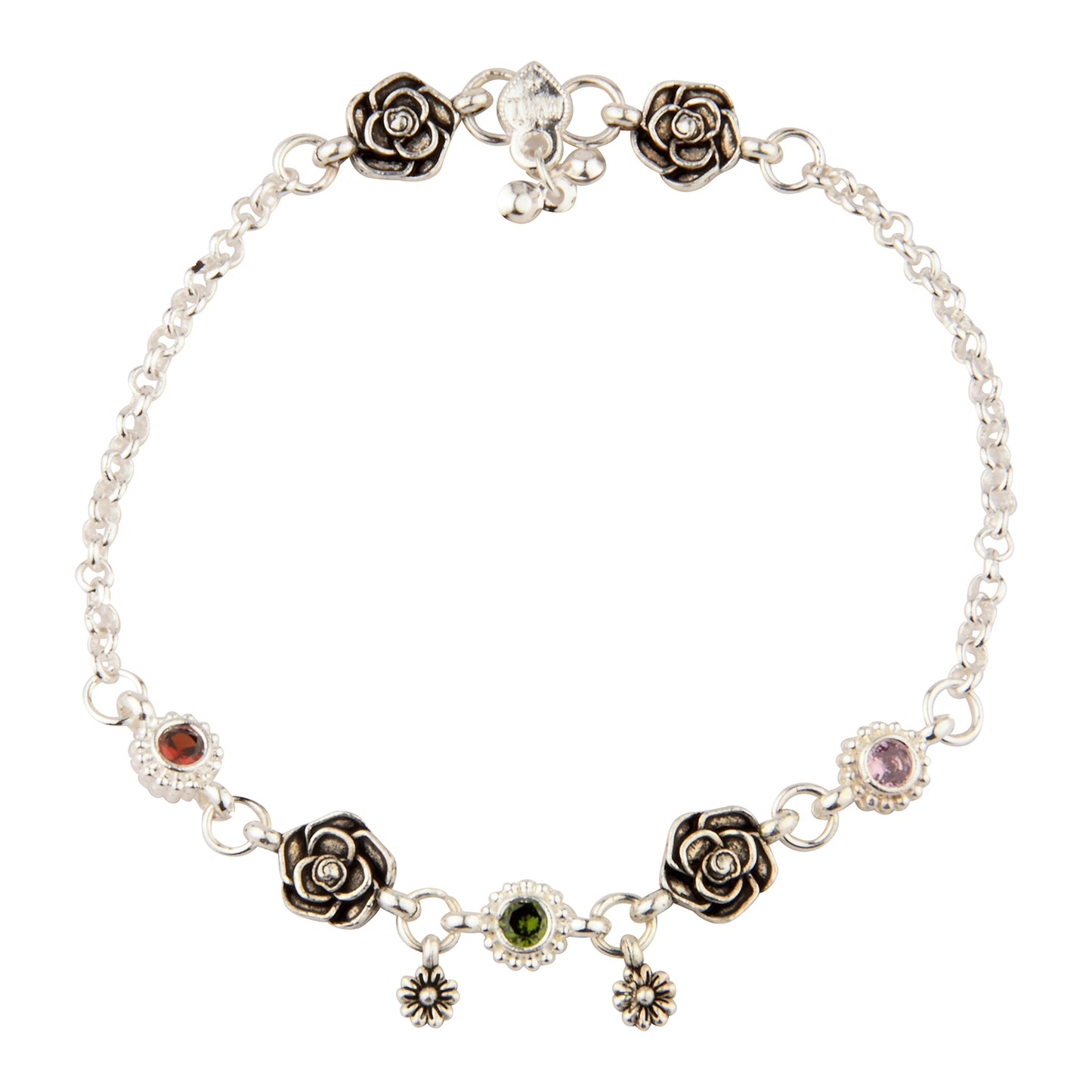 Rose and Gemstone Anklet for Women | Artificial Payal