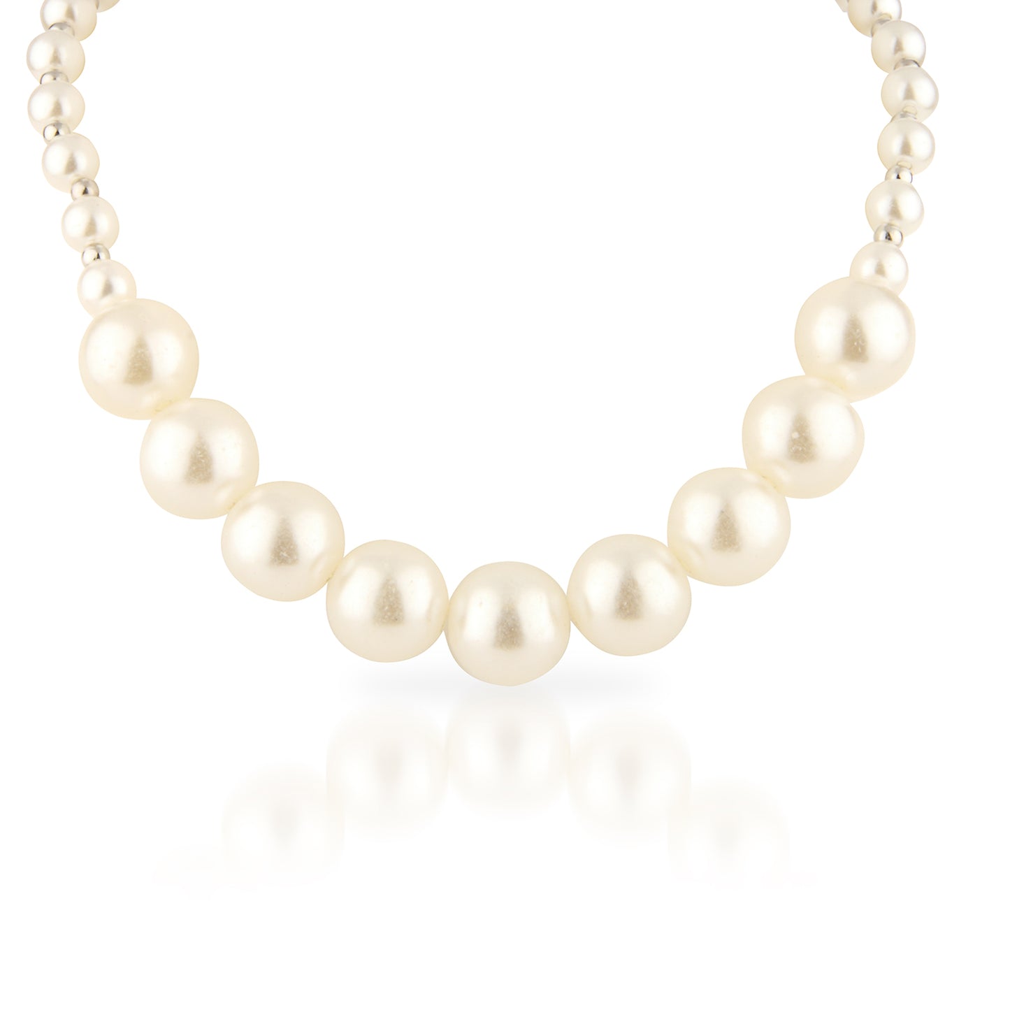 Bold Graduated Faux Pearl Necklace Set with Stud Earrings
