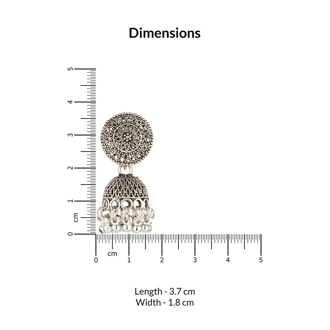 Oxidized Silver Detailed Jhumka Earrings | Traditional Boho Style