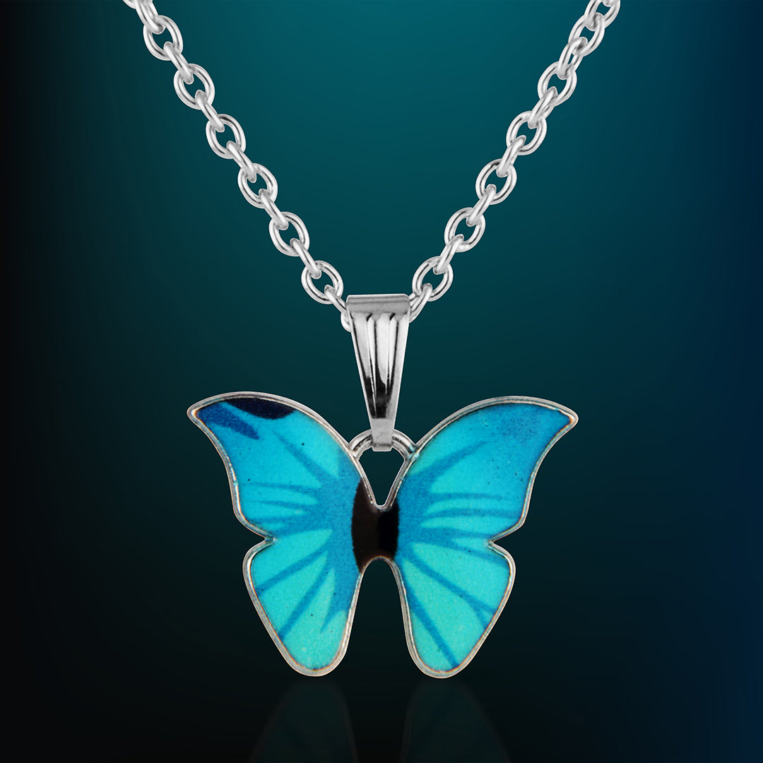 Artistic Blue Butterfly Statement Necklace
