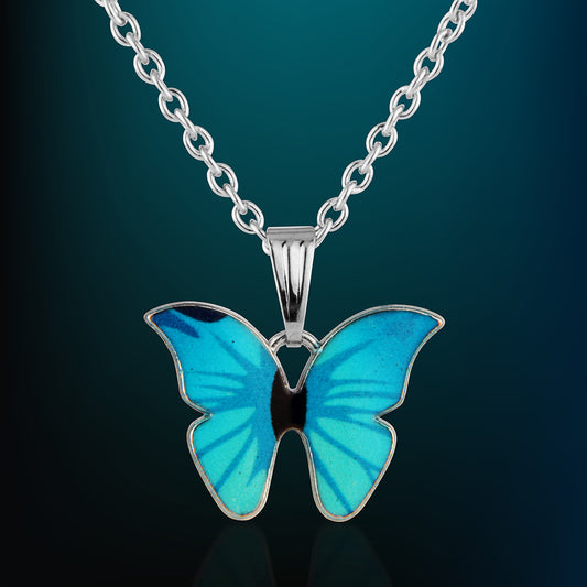Artistic Blue Butterfly Statement Necklace