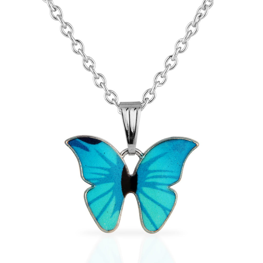 Artistic Blue Butterfly Statement Necklace