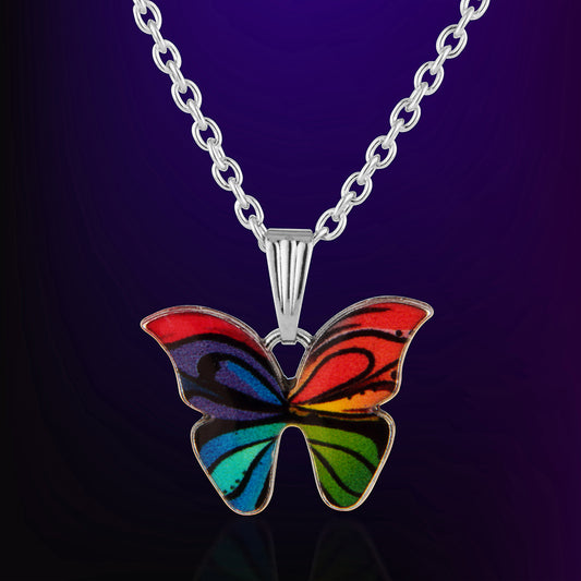 Multi-Color Artistic Butterfly Statement Necklace