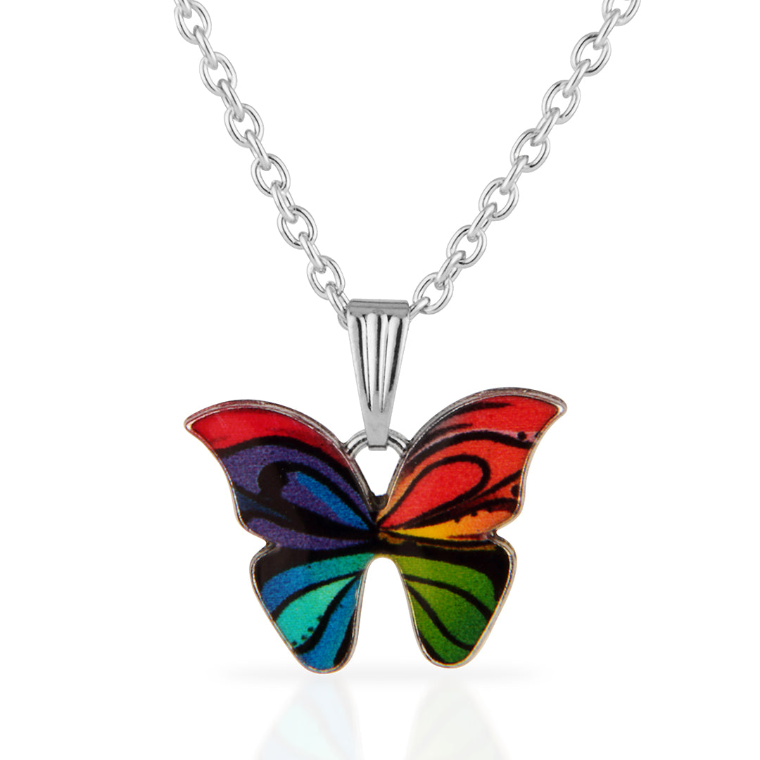 Multi-Color Artistic Butterfly Statement Necklace