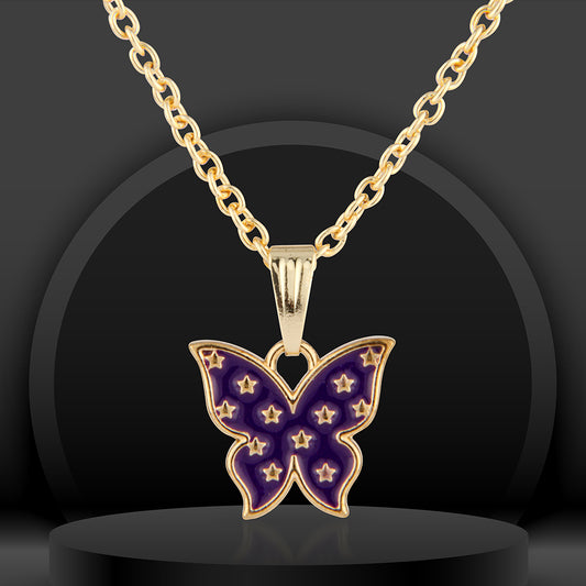 Celestial Purple Star Butterfly Necklace