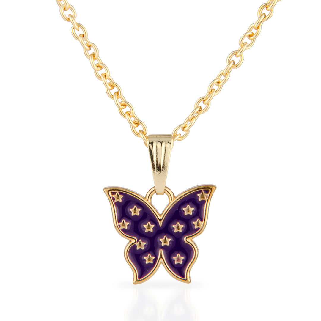 Celestial Purple Star Butterfly Necklace