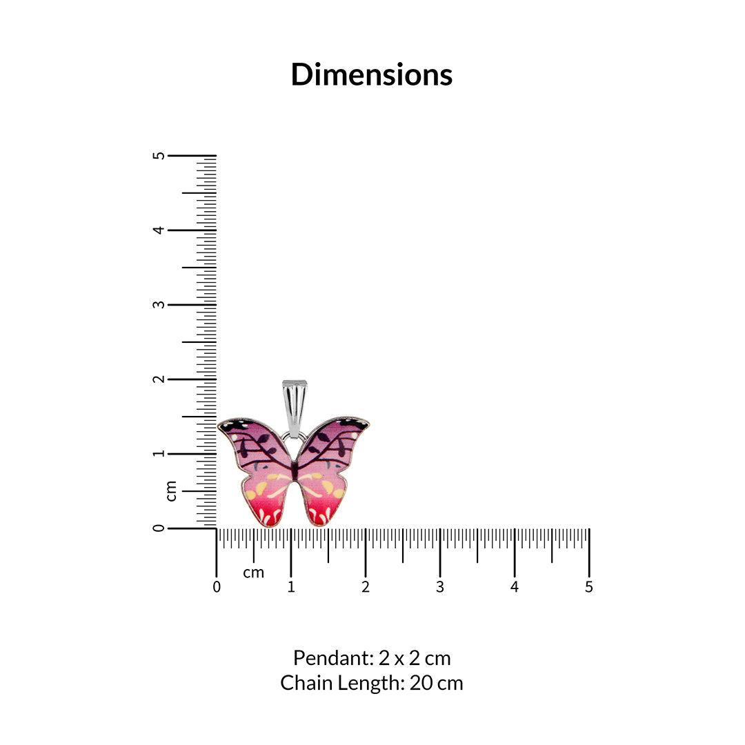 Floral Pink Butterfly Charm Necklace
