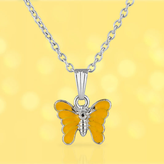 Dainty Yellow Butterfly Charm Necklace - Fun & Stylish