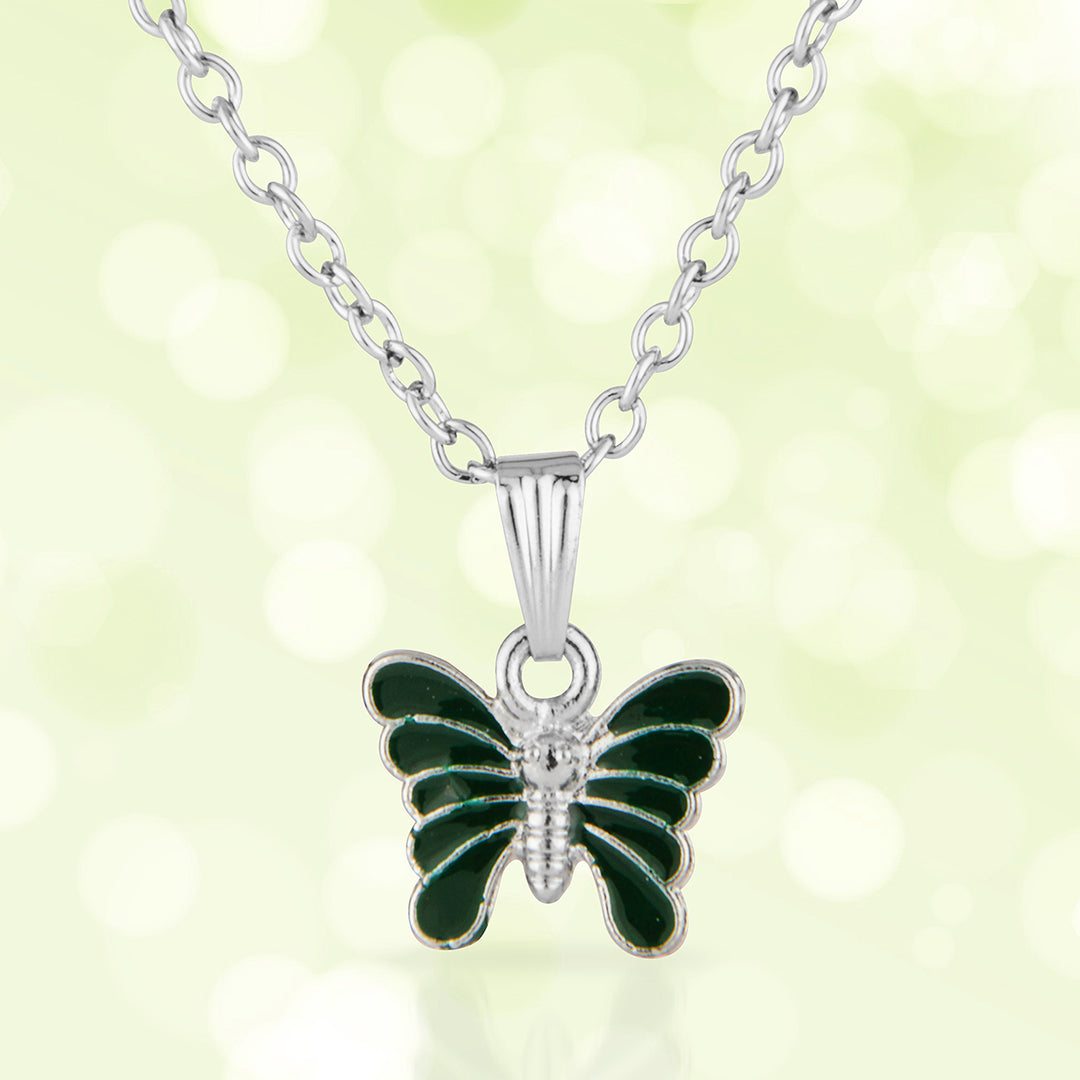 Dainty Green Butterfly Charm Necklace - Fun & Stylish