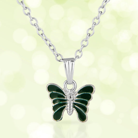 Dainty Green Butterfly Charm Necklace - Fun & Stylish