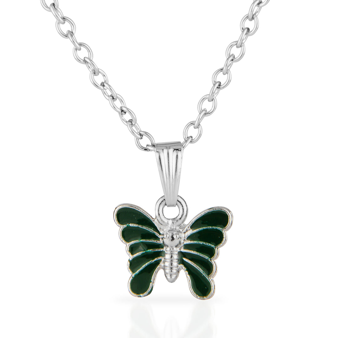 Dainty Green Butterfly Charm Necklace - Fun & Stylish