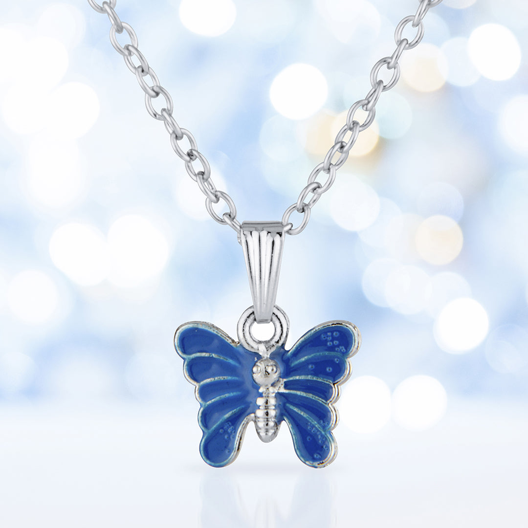 Dainty Blue Butterfly Charm Necklace - Fun & Stylish