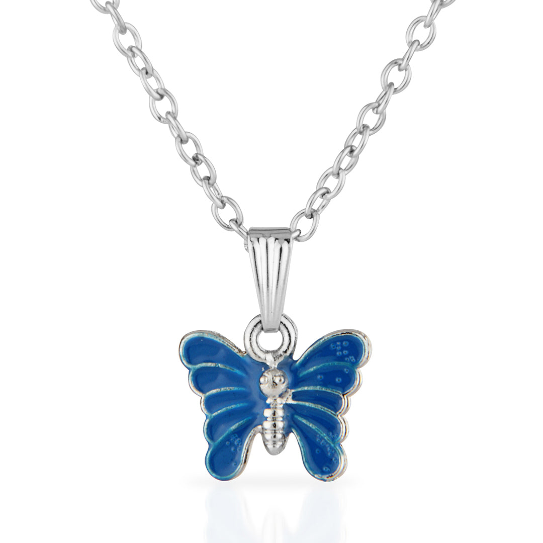 Dainty Blue Butterfly Charm Necklace - Fun & Stylish