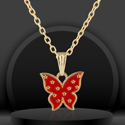 Celestial Red Star Butterfly Necklace