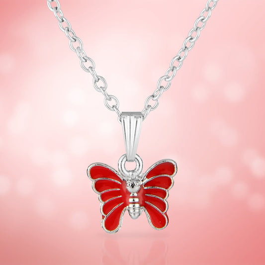 Dainty Red Butterfly Charm Necklace - Fun & Stylish