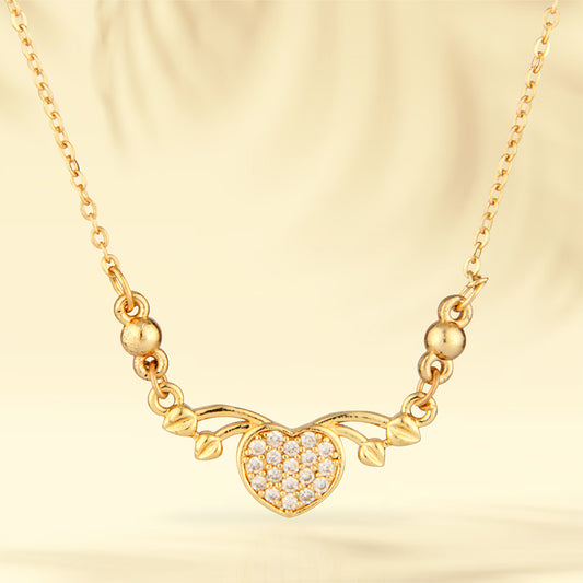 Gold Plated Heart Necklace with American Diamonds