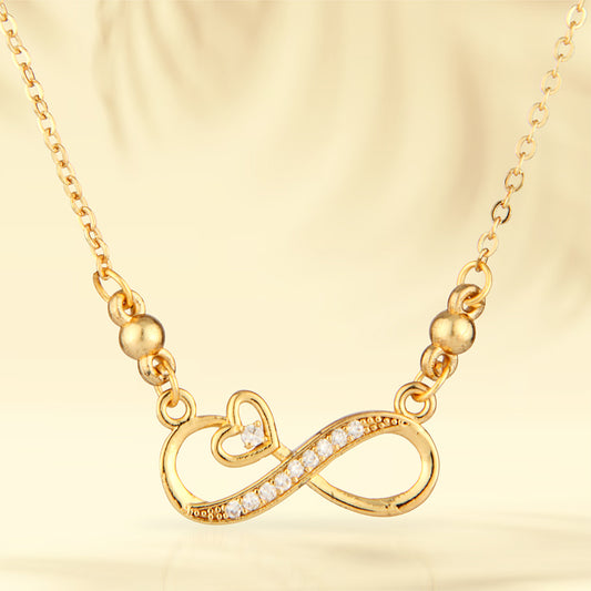 Gold Plated Infinity Heart Necklace with American Diamonds