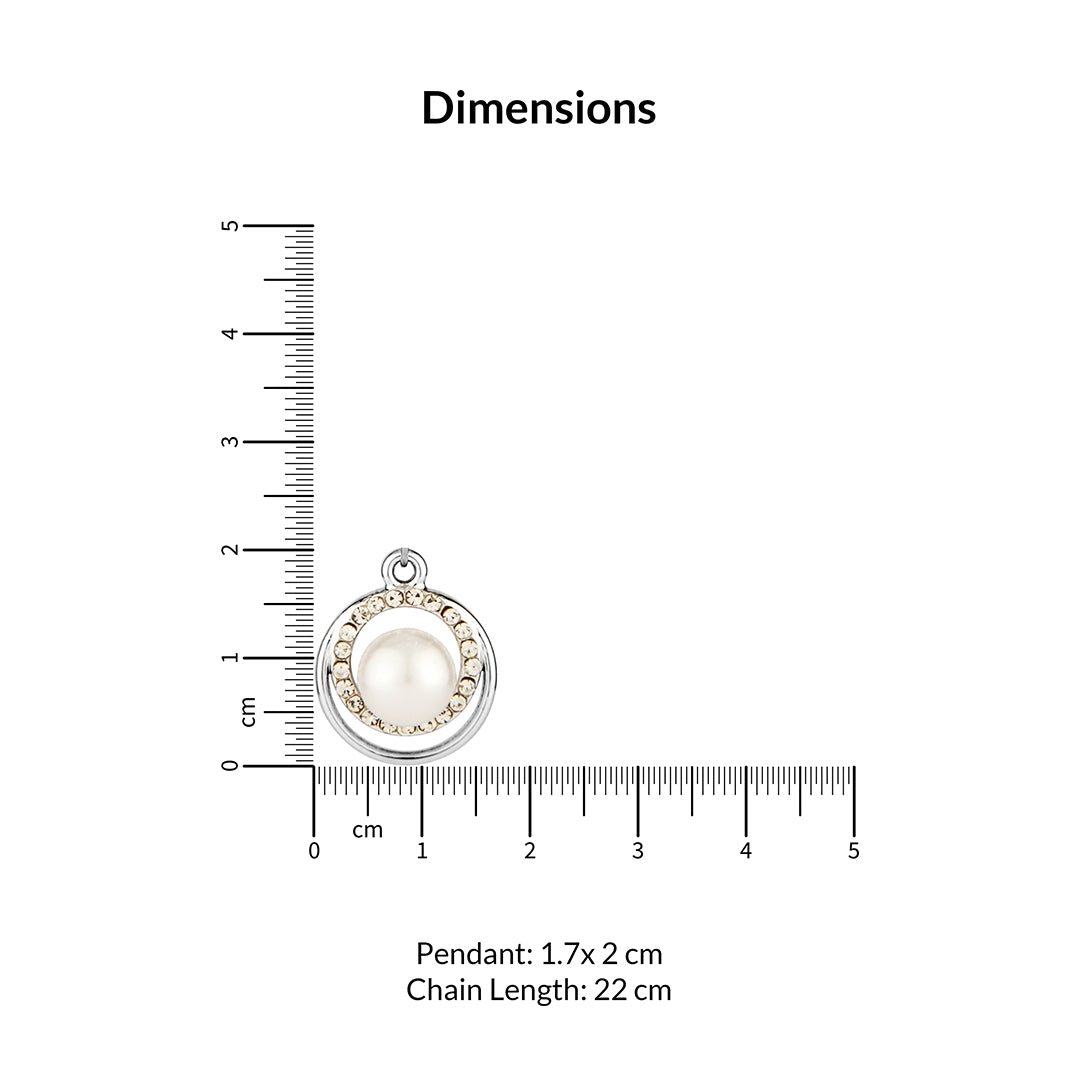 Sterling Silver Pearl & Crystal Halo Necklace